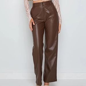 Shuyun Women Faux Leather Pants